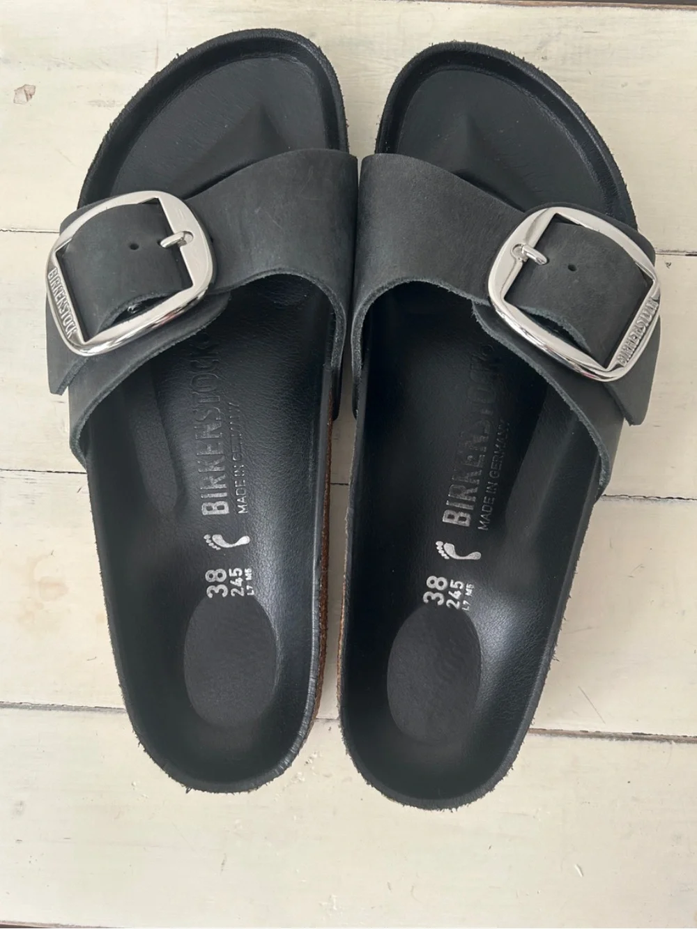 Birkenstock Black Madrid Big Buckle Slide Sandal